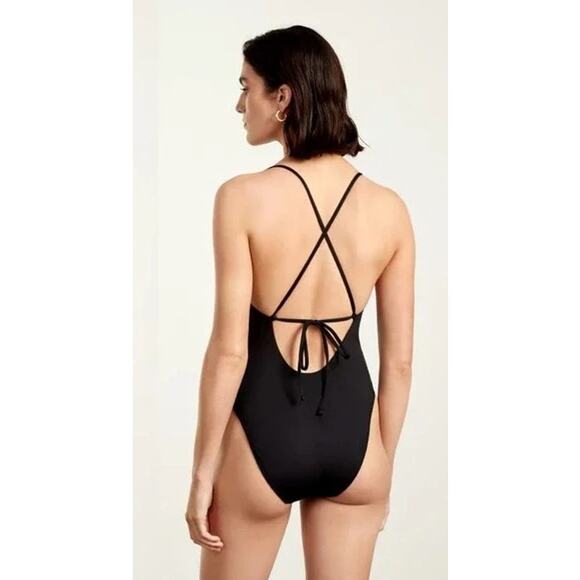 Everlane Swimsuit‎ The String Renew Nylon One Piece Women Size 2XL Black - Picture 2 of 7